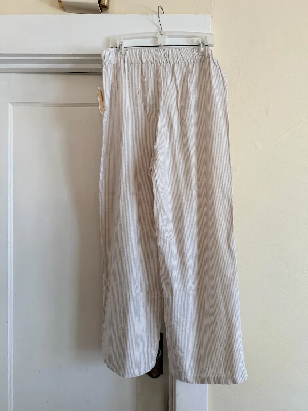 Michael Kors Cream Pinstripe Wide-Leg Pants